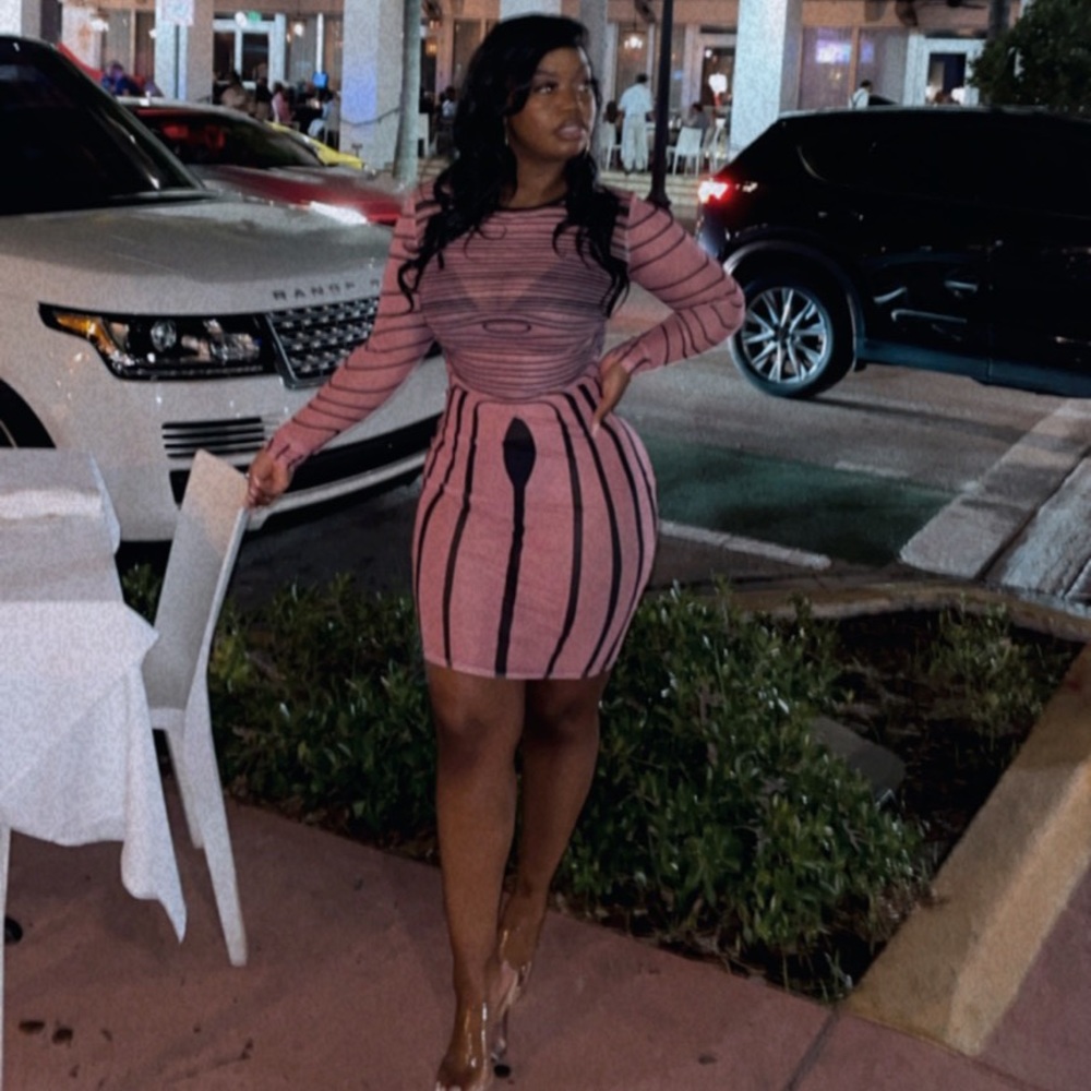 Striped See-through Bodycon Dress